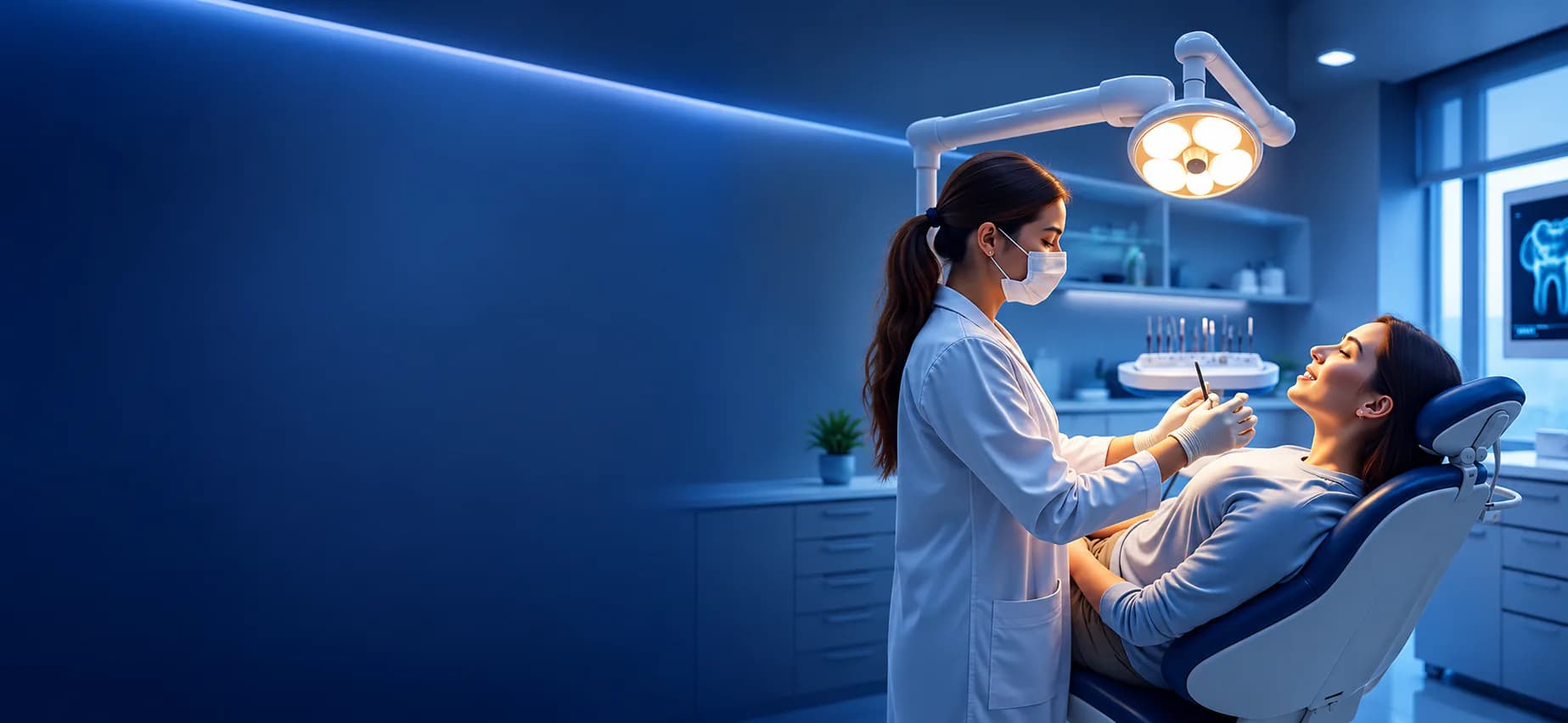 Dentist treating a smiling patient at The Swish Dentistry